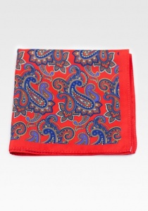 Pañuelo de bolsillo lúdico motivo paisley rojo