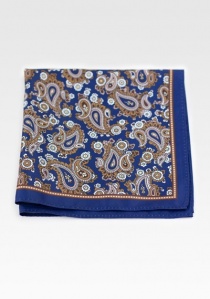 Pañuelo de bolsillo estampado paisley azul marino