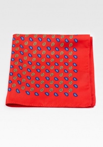 Pañuelo de bolsillo pequeño estampado paisley rojo