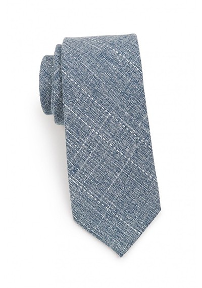 Krawatte Baumwolle gesprenkelt mattblau