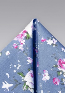 Pañuelo de bolsillo algodón motivo floral rosado