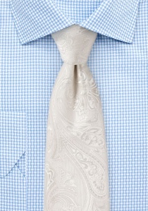 Corbata de Negocios Elegante Motivo Paisley Blanco