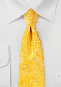 Corbata elegante motivo paisley amarillo dorado