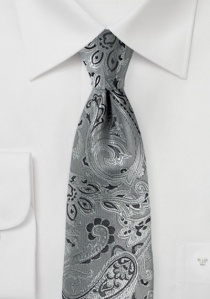Corbata de hombre elegante motivo paisley plata