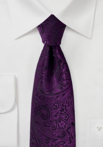 Corbata cultivada motivo paisley púrpura negro