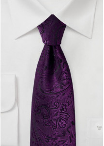 Corbata cultivada motivo paisley púrpura negro