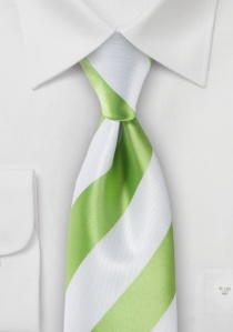 Corbata de hombre blanco bloque noble verde rayas