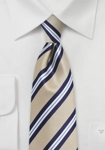 Corbata rayada beige azul marino