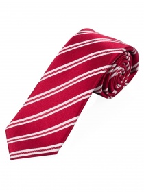 Krawatte Streifen perlweiß  rot 