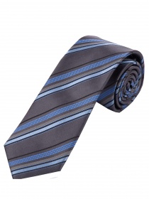 Mens Tie Stripe Design Anthracite Light Blue Black