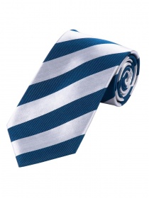 Corbata de rayas en bloque azul humo blanco perla
