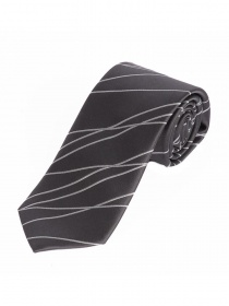 Corbata Estrecha Diseño Ondulado Gris Oscuro