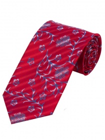 Corbata llamativa con patrón de zarcillos rojo