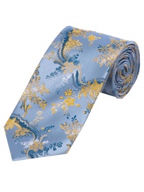 Llamativa corbata con estampado de zarcillos azul