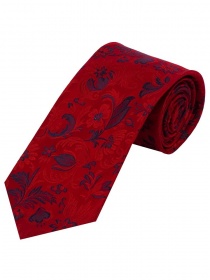 Corbata llamativa con patrón de zarcillos rojo
