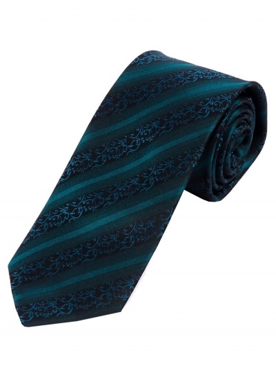 Corbata decoración floral líneas azul verde