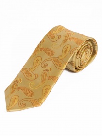 Corbata estrecha para hombre Paisley Pattern Oro