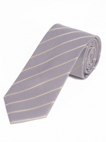 Corbata de rayas finas gris plata blanco