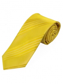 Schmale Krawatte einfarbig Streifen-Struktur gelb