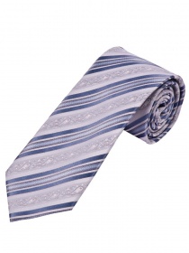 Krawatte florales Muster Streifen silbergrau und hellblau
