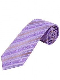 Corbata de diseño floral líneas lila y marrón