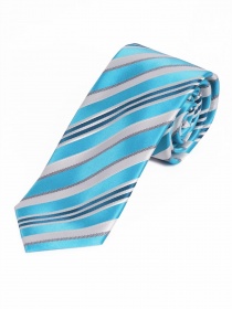Corbata de rayas discretas azul cian blanco gris