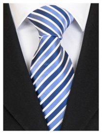 Corbata rayas nobles decoración azul hielo blanco