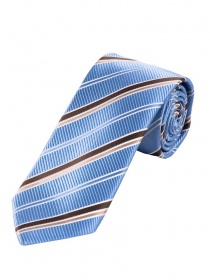 Elegante corbata a rayas azul cielo marrón oscuro
