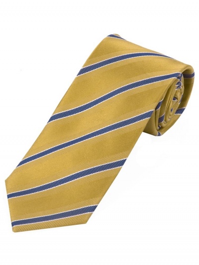 Krawatte stylisches Streifenmuster  goldgelb royalblau schneeweiß