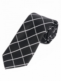 Corbata elegante línea de cuadros asfalto negro