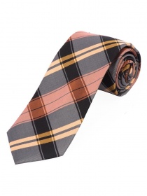 Corbata con estampado de cuadros, negra y cobre