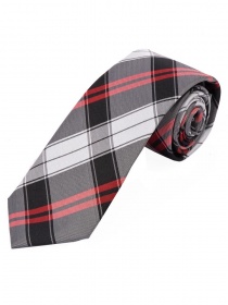 Corbata de negocios de tartán negro, blanco y rojo