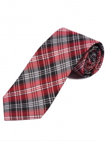 Corbata de cuadros negros, blancos y rojos