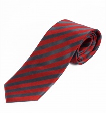Corbata de negocios XXL a rayas rojas gris oscuro