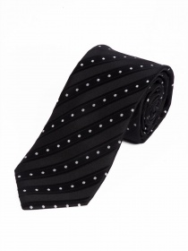 Corbata larga business rayas puntos tinta negro