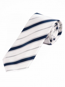 XXL-Herrenkrawatte stilsicheres Streifen-Muster weiß marineblau silber