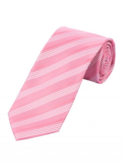 Lange Streifen-Krawatte rose perlweiß