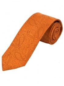 Überlange Paisley-Muster-Krawatte einfarbig orange