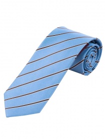Corbata larga de moda a rayas azul claro marrón