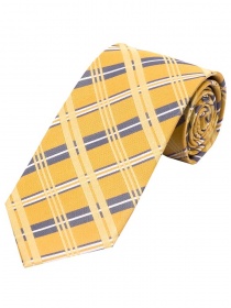 Corbata de cuadros XXL amarillo dorado gris claro