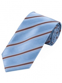 Lange Krawatte modernes Streifenmuster  taubenblau schokoladenbraun weiß