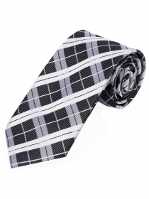 Corbata larga de tartán Negro Perla Blanco