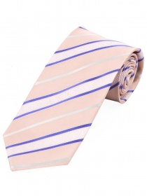 Corbata Larga Elegante Diseño A Rayas Rosa Blanco