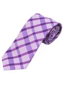 Corbata larga de tartán púrpura blanco nieve