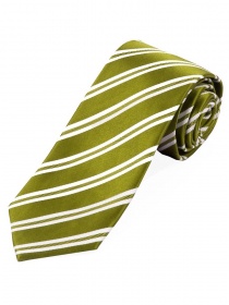 Corbata de rayas XXL Verde Oliva Blanco Perla
