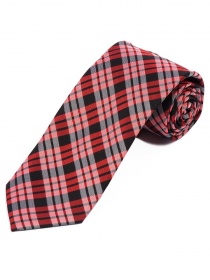 Corbata larga de tartán Negro Rojo
