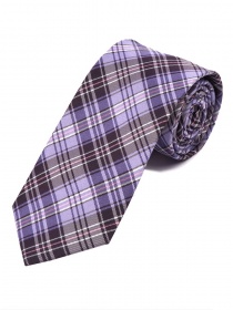 Corbata larga de negocios de tartán púrpura blanco