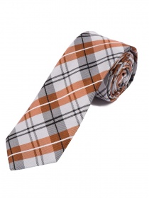 Überlange Karomuster-Krawatte silber mittelbraun