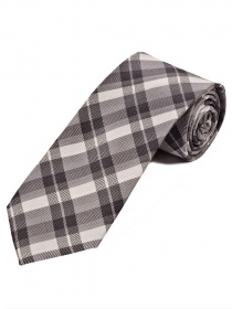 Überlange Karo-Muster-Krawatte schwarz hellgrau