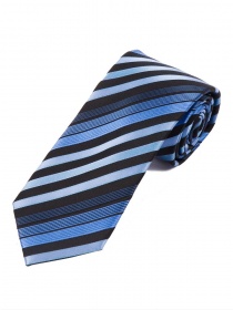 Corbata de negocios XXL a rayas negra y azul claro
